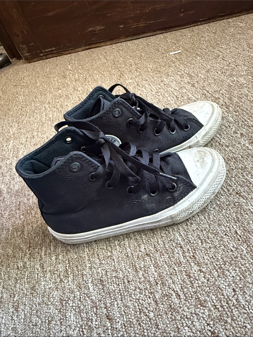 Kids Black High-Top Converse Sneakers - Lace-Up